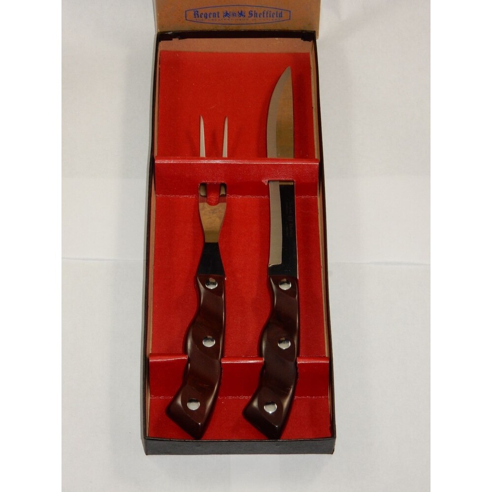 Regent Sheffield England Carving Fork & Knife Set w/Box